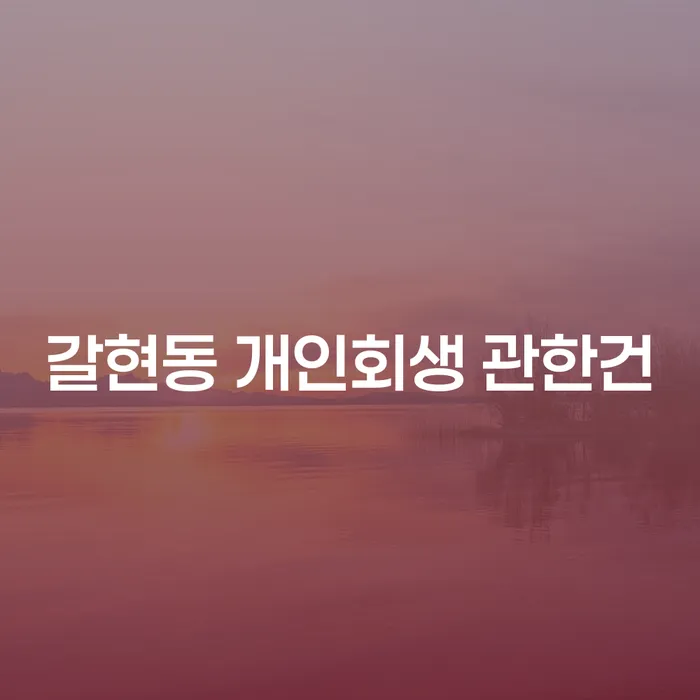 갈현동 개인회생 관한건